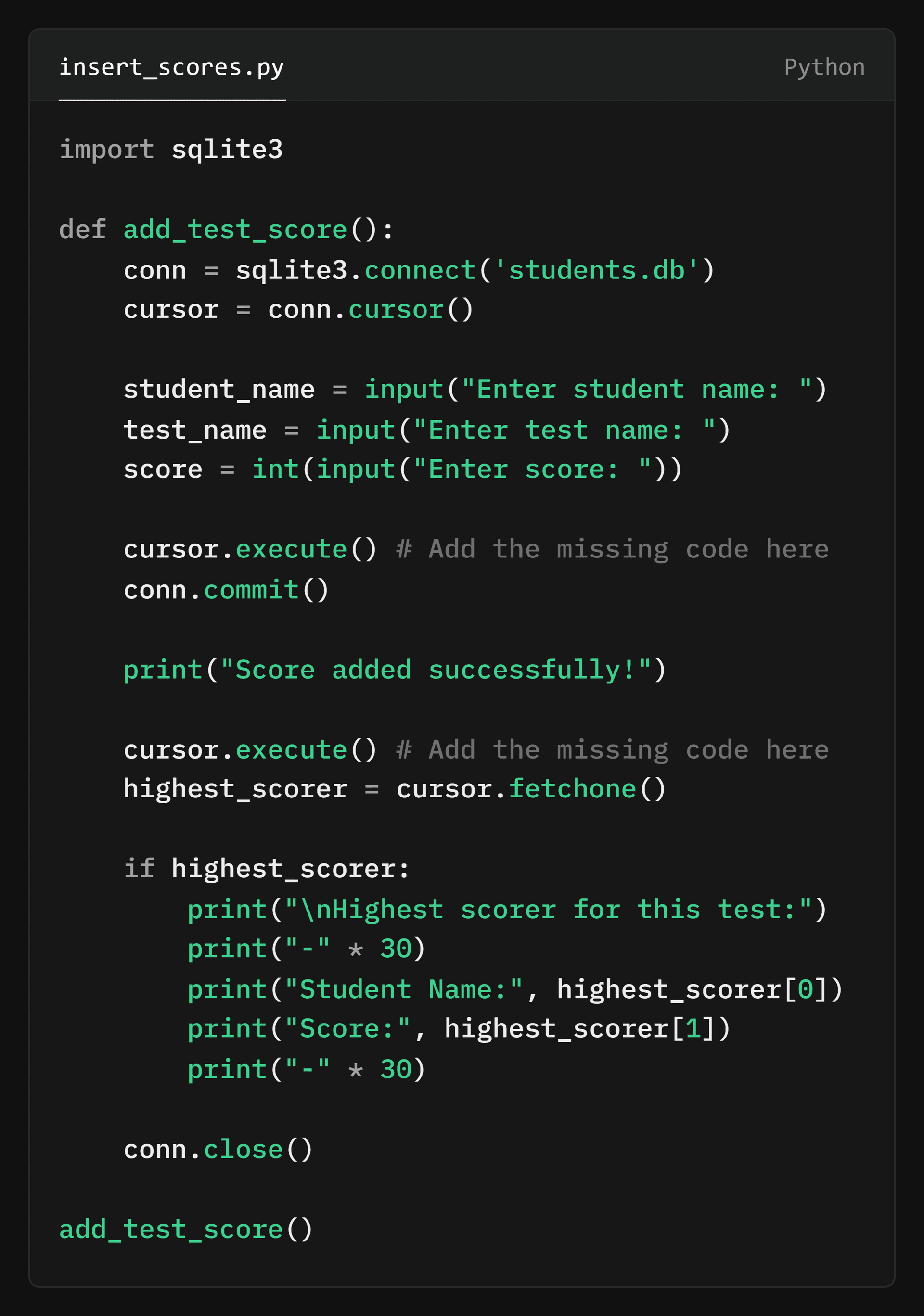 Insert multiple scores
