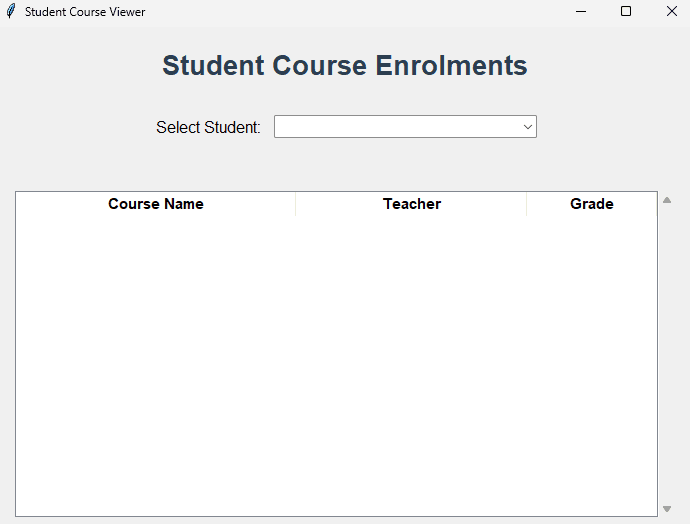 Student courses GUI