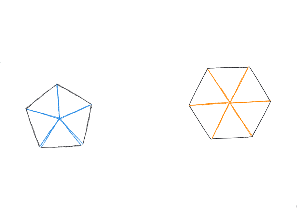 Pentagon and hexagon formed from triangles.