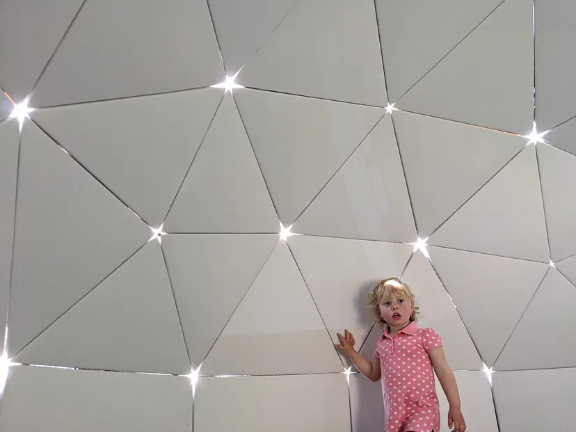 Inside of cardboard dome showing white walls