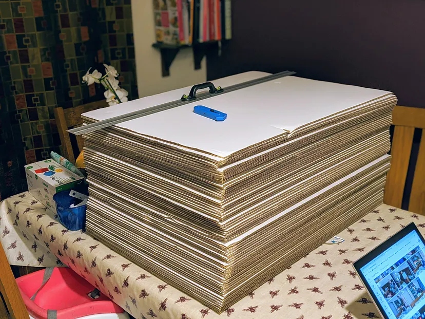 A stack of double walled cardboard