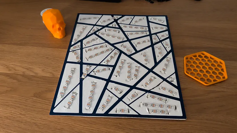 Foam board with LEDs strips in polygons