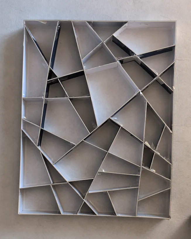 The inside of the frame showing partitions
