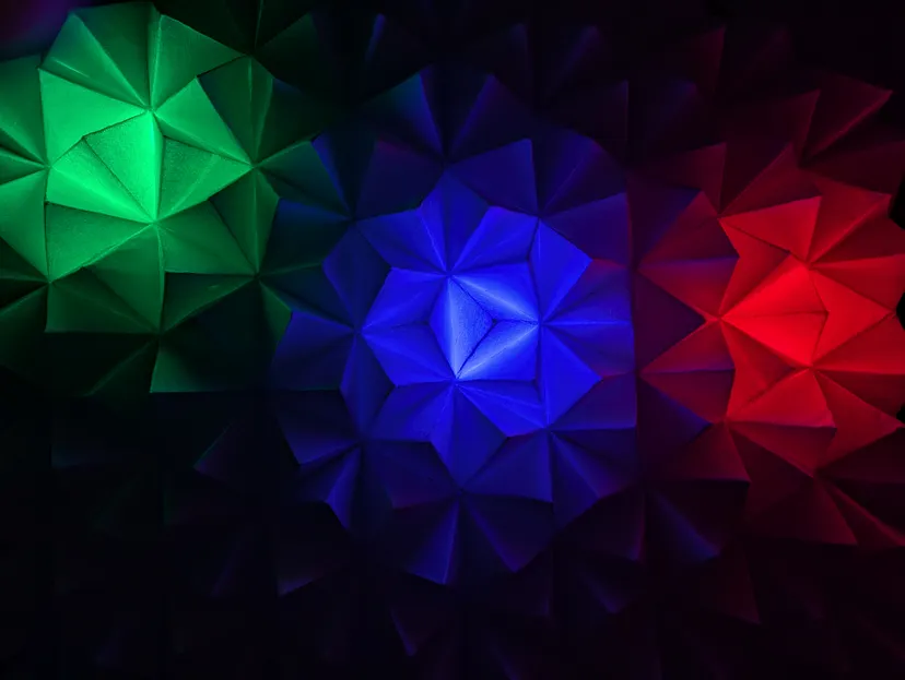 Close up of the illuminated pyramids