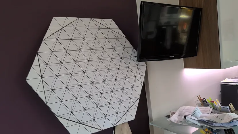 Foam board with triangles drawn on