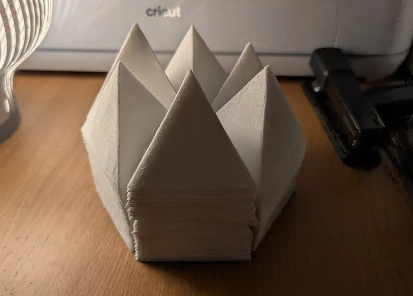 A stack of 150 fabric pyramids