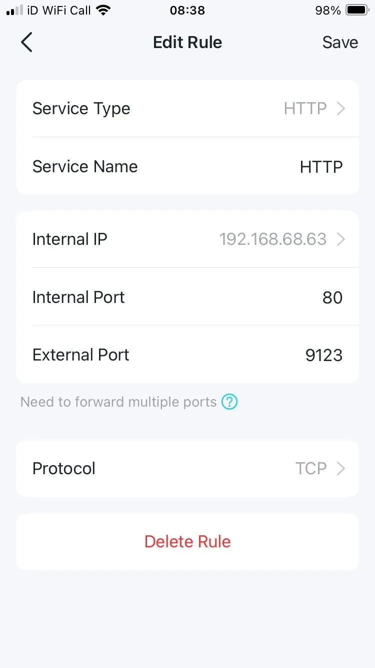 Port forwarding in TP link router