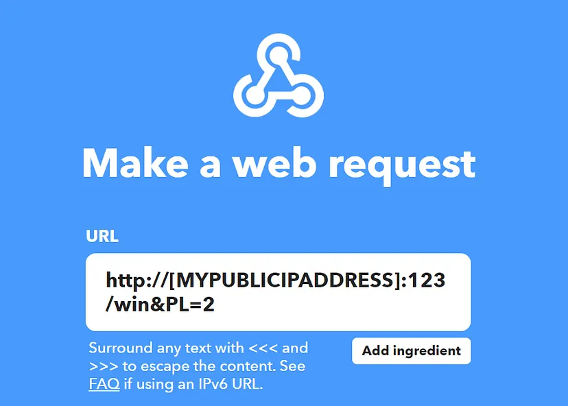 IFTTT Action: a get request is sent to my ESP32